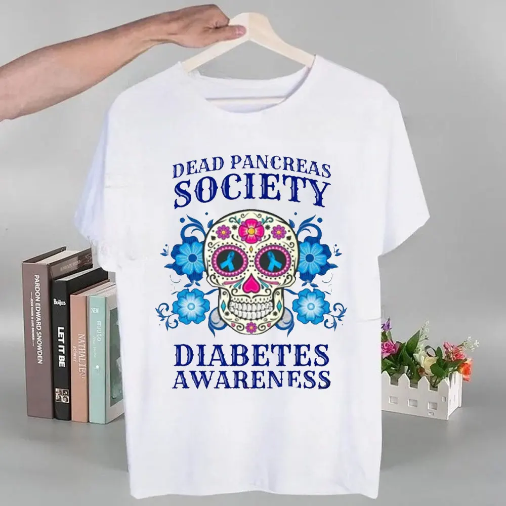 

Подарки с информацией о диабете, футболки с графическим рисунком и цветочным скелетом, рубашки для диабета, хлопковые топы высокого качества, новинка, одежда