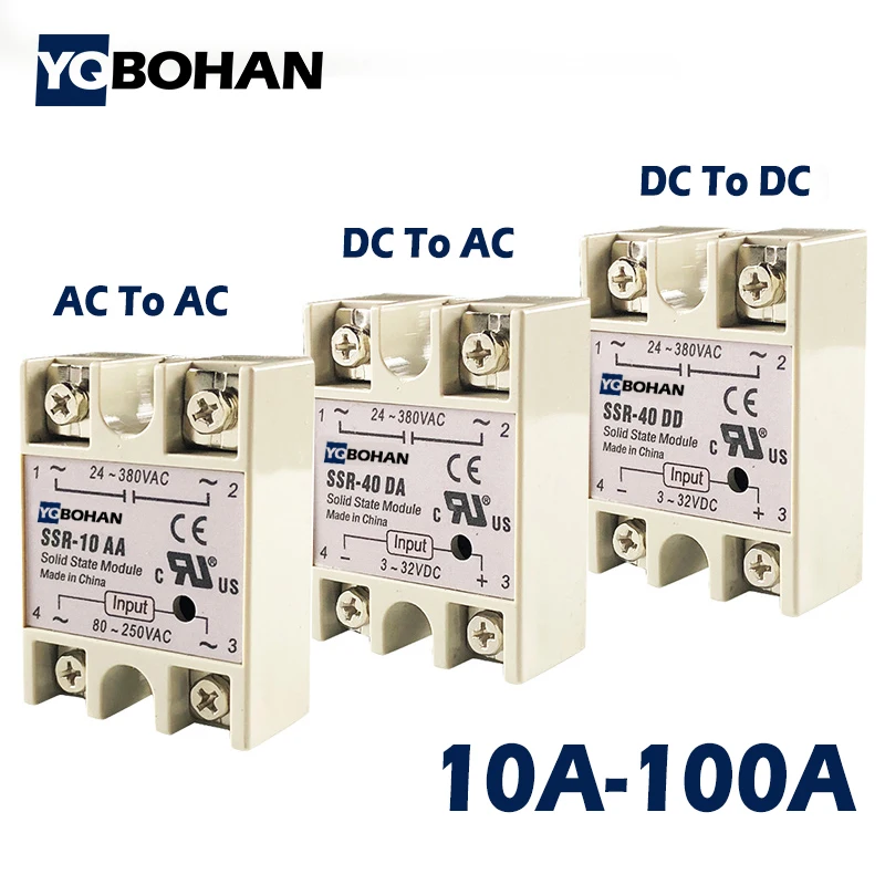 SSR-25DA SSR-40DA SSR-60DA SSR-25AA 40AA 40DD Solid State Relay SSR 10A 25A 40A 60A Module Relay for PID Temperature Control