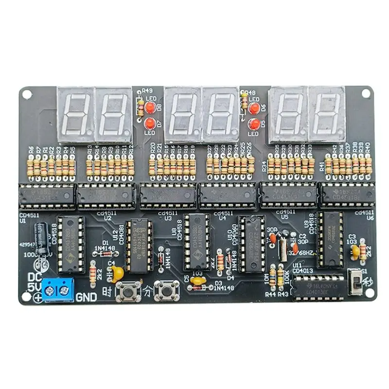 DC 4.5V-5.5V 6-Bit Digital Circuit Clock Kit Electronic Clock Teaching And Training Welding Production DIY Parts