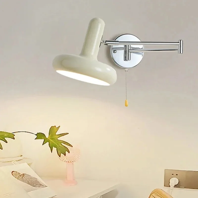 Nordic Folding Rocker Arm Wall Light Stainless Steel Wall Lamp Bedroom Bedside Lamp Living Room Sliding Reading And Working Lamp