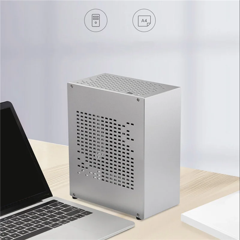 A29F-A07 Casing Komputer Mini ITX Sasis Casing Host HTPC Penutup USB 3.0 ITX dengan Kabel Ekstensi Kartu Grafis