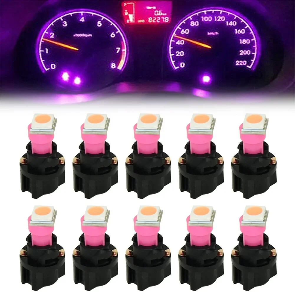 10 قطعة الأرجواني 74 T5 LED أضواء سيارة الداخلية ضوء أداة السيارة مصباح لوح داش مصباح لمبات تويست مآخذ LED السوبر مشرق