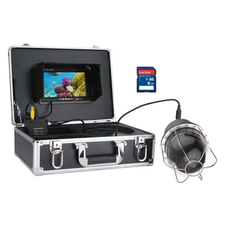 for 7 Inch DVR Recorder 100m Underwater Fishing Video Camera Fish Finder IP68 Waterproof 20 LEDs 360 Degree Rotating Dome
