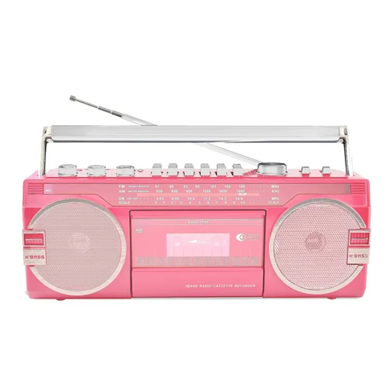 Personal Pink Electronics Double Audio Converter Usb Am Fm Sw 3 Band Radio Player Stereo Registratore a Cassette Recorder