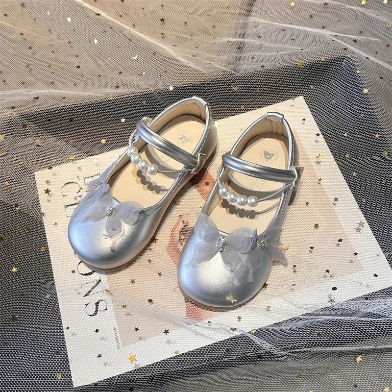 

2025 Children Leather Shoes for Girls Autumn New Fashion Korean Style Soft Bottom Anti-slippery Versatile Wedding Dress Shoes