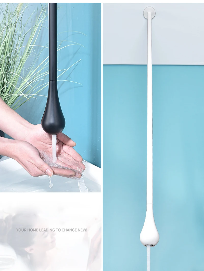 Imagem -02 - Torneira de Água do Banheiro com Gota em Forma de Plet Torneira Suspensa de Teto Todo o Lavatório de Cobre Comprimento Personalizável Quente e Frio