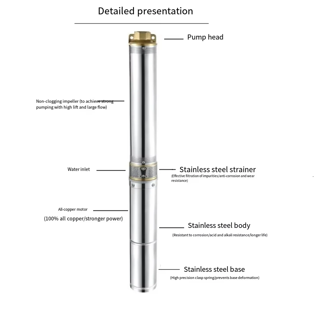 2026 Newly Designed 1.2 Inch High Performance Brushless Water Pump With A Lift 75 Meters Solar Powered Water Well Pump