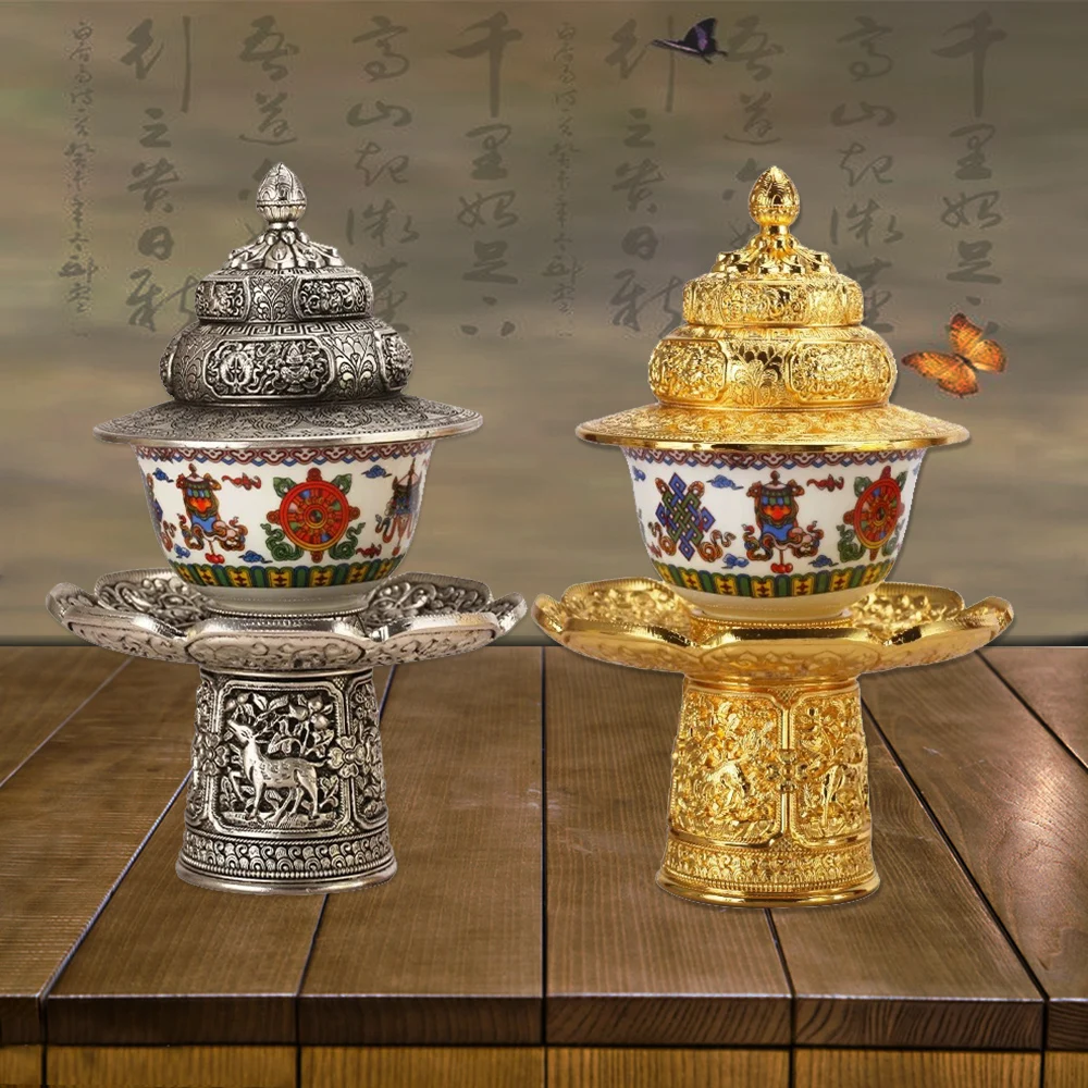 

Набор мисок для буддийского носителя, подставка для чая из тантрического сплава, фарфоровая чашка для святой воды, поднос для мазы, тибетские алтари, украшение для рабочего стола