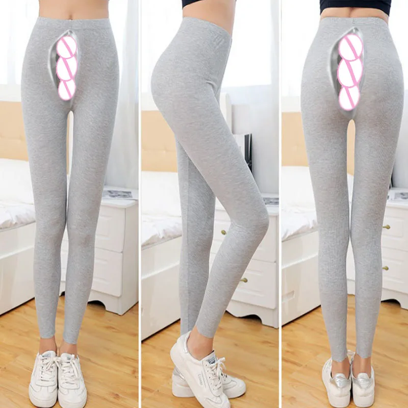 

Summer Modal Open Crotch Yoga Leggings Women Pants Summer Thin Peach Hip Push Up Seamless Pants Sexy Pajama Wear Sport Legging