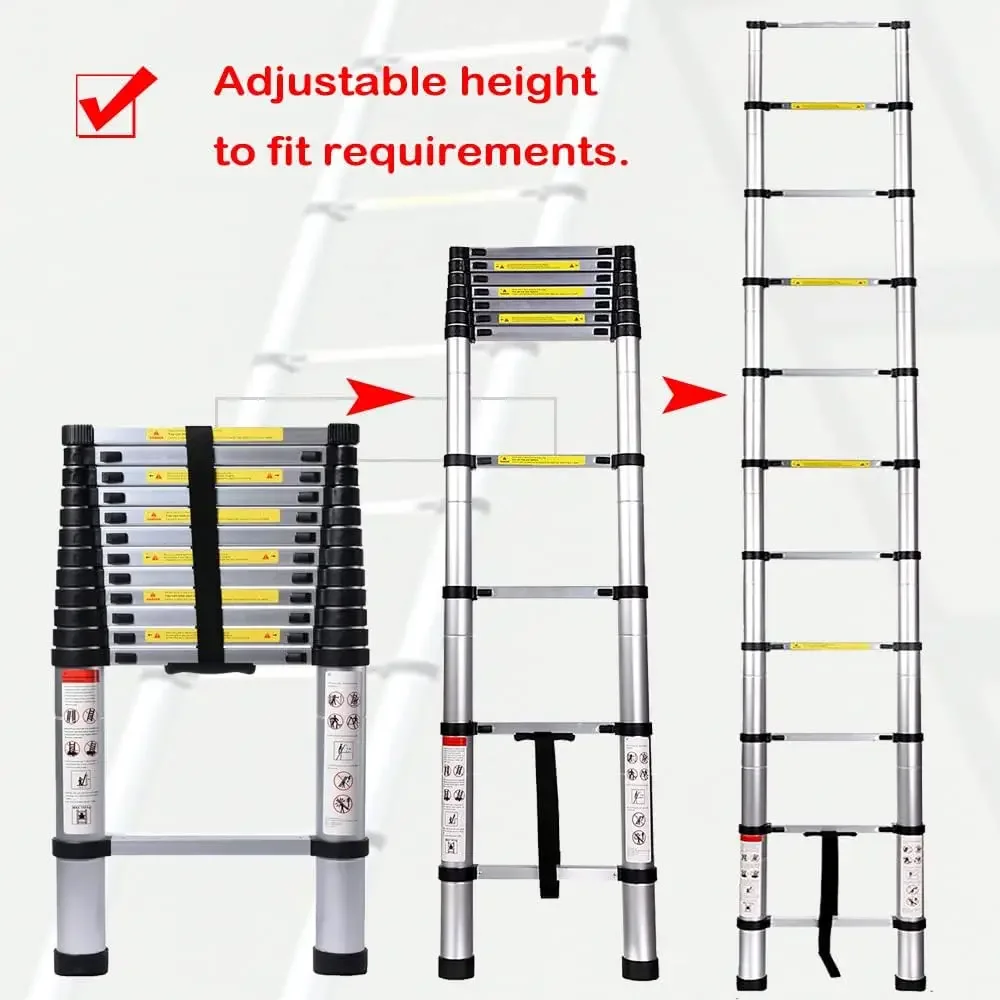 Aluminum Extension Telescopic Ladder Collapsable Folding Ladders with Certificate EN131 Max. Load 150kg/330lbs Lightweight 23.15