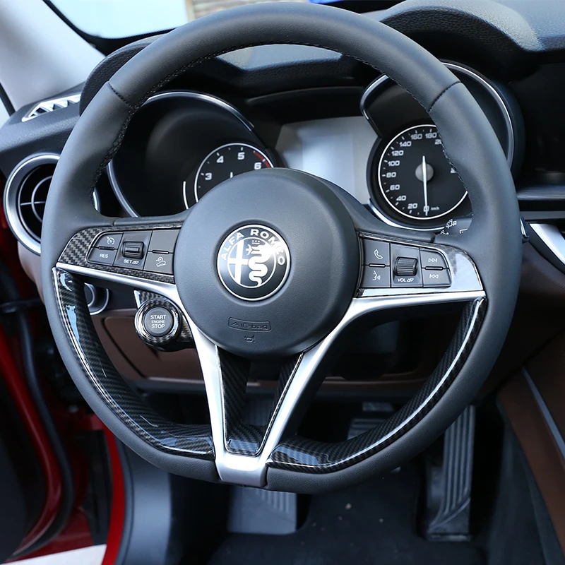 ABS Carbon Fiber For Alfa Romeo Giulia Stelvio 2017 2018 2019 Car Steering Wheel Cover Trim Interior Accessories