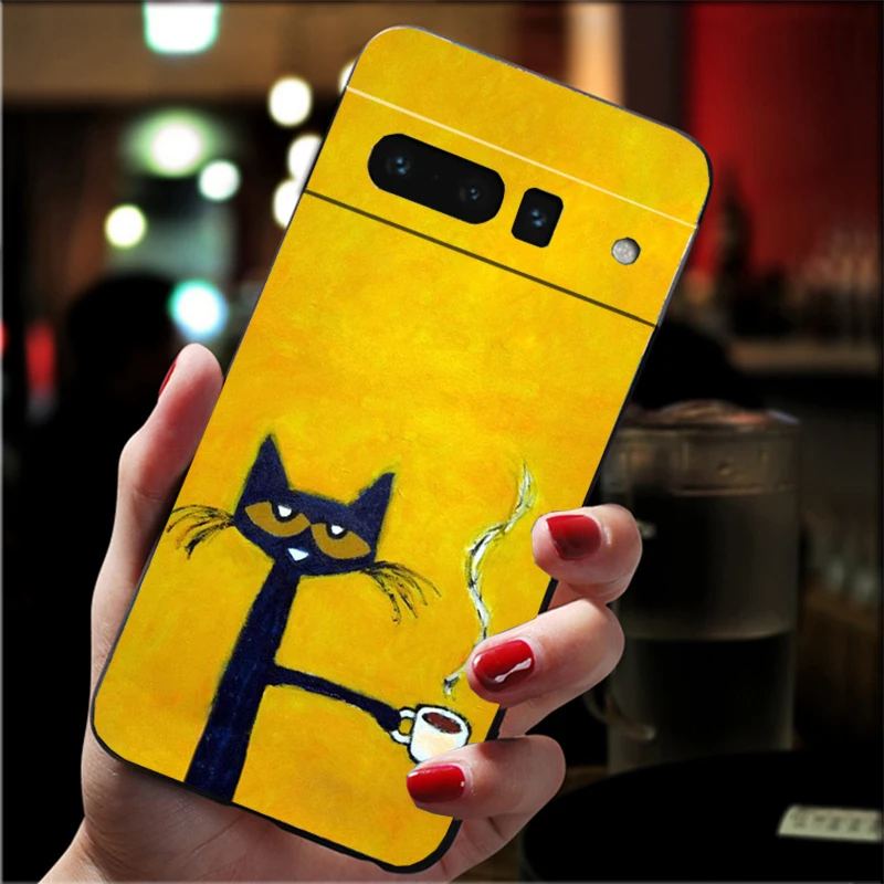 

Phone Case For Google Pixel 10 9 Pro XL 9A 8 7 6 Pro Pixel 8A 7A 6A Pixel 8 7 6 5 Drinking Wine Cat