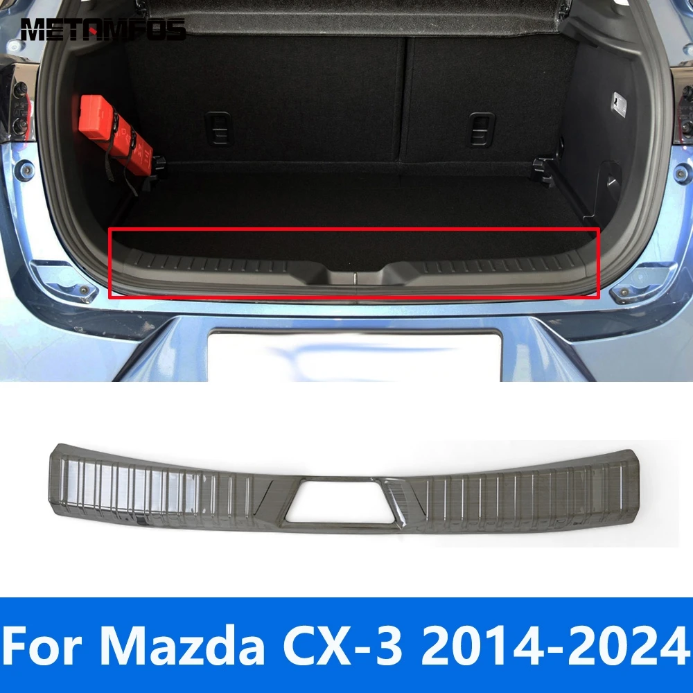 For Mazda CX-3 CX3 2014-2022 2023 2024 Inner Rear Trunk Door Sill Plate Tail Bumper Protector Scuff Guard Sticker Accessories