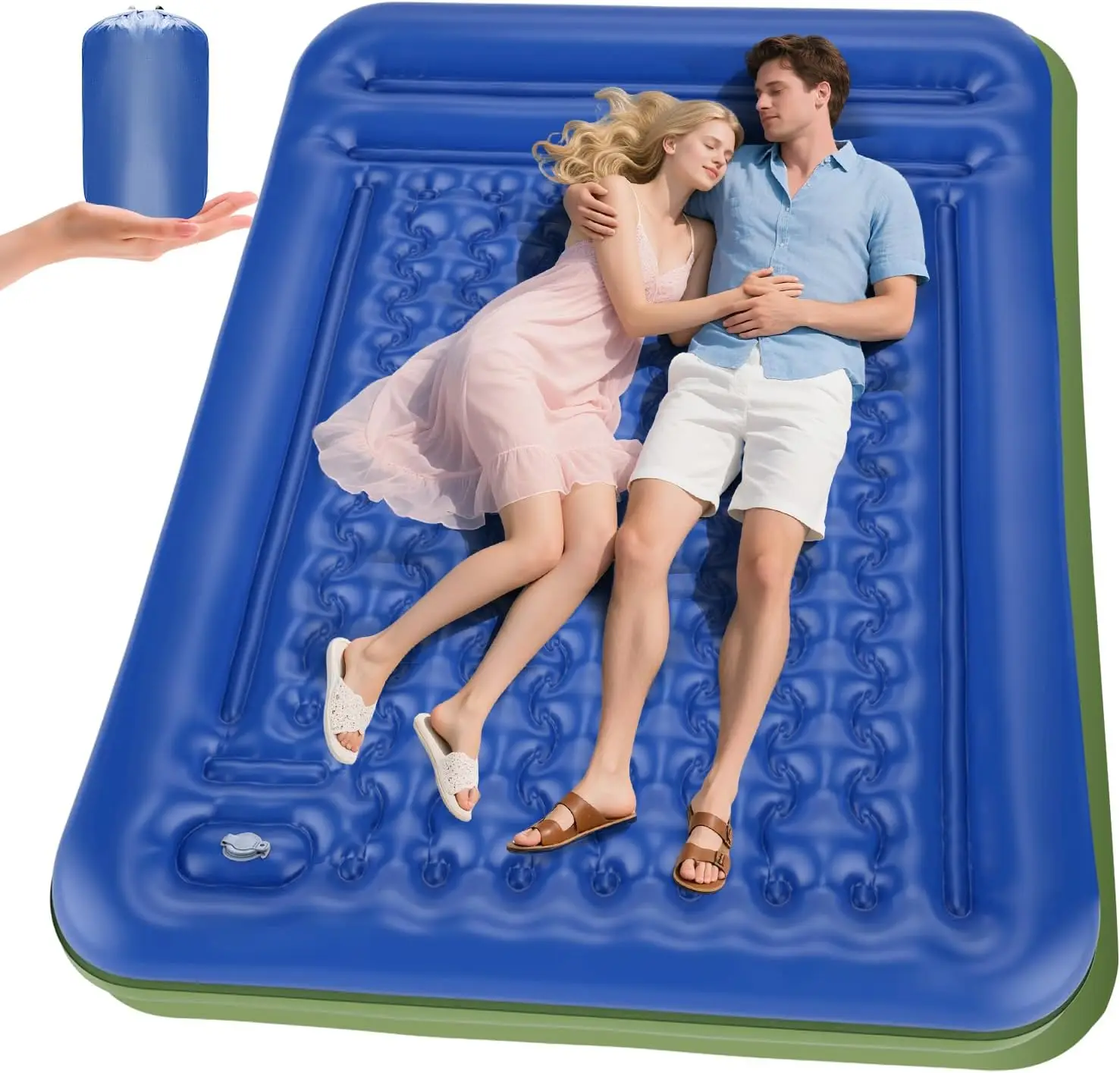 

Double Sleeping Pad for Camping, Extra Thick 5 Inch Self-Inflating 2 Person Camping Mattress,with Built-In Foot Pump, Insulated