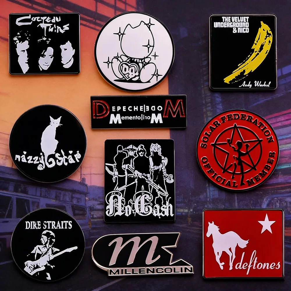Classic Rock Band Pin Collection Lyrics Metal Lapel Pins Music Badges Accessories Jacket Decorations Artist Fan Gifts