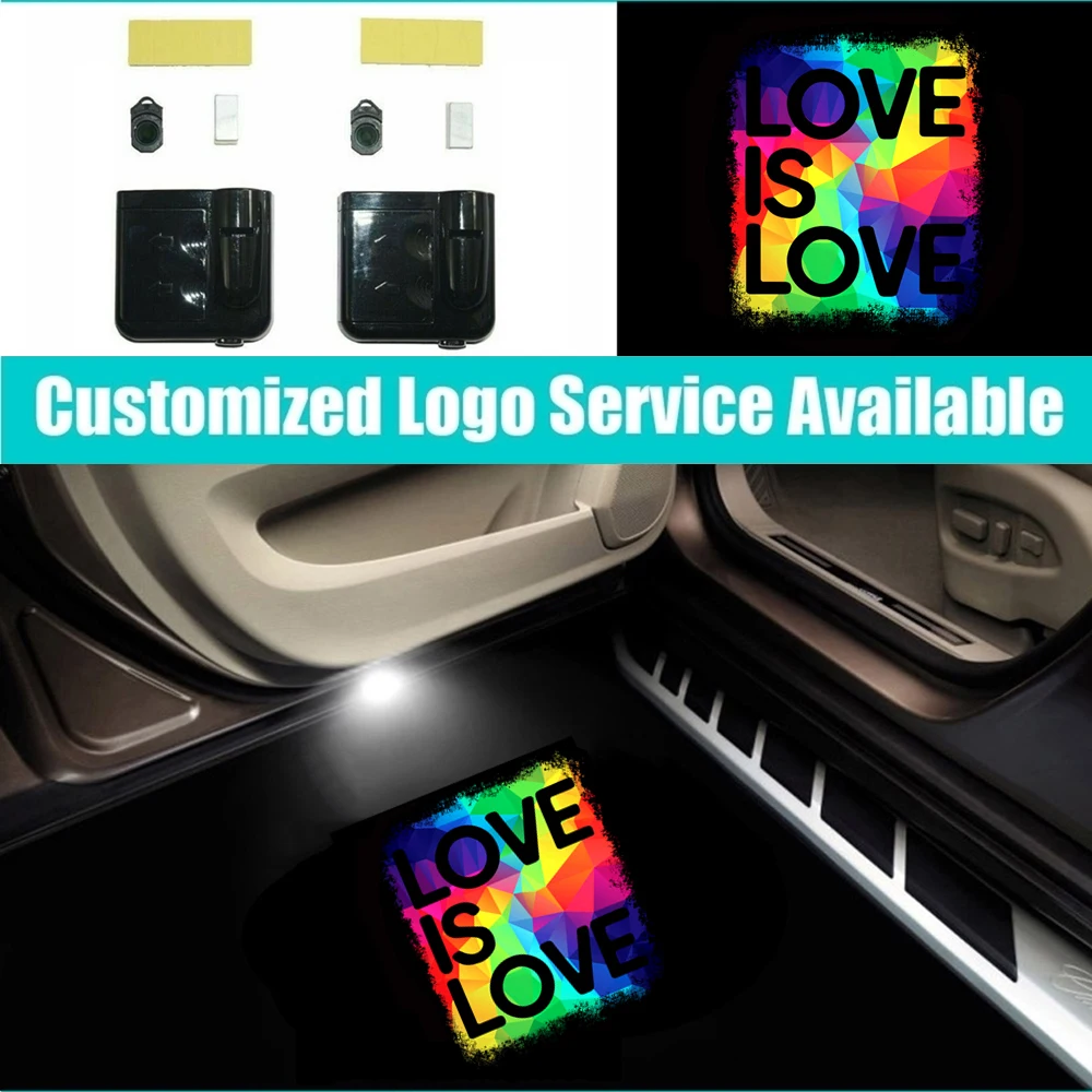 

2 Pieces Wireless LED LOVE IS LOVE Logo Welcome Lights Car Decoration Accessories Car Door Courtesy Ghost Shadow Laser Projector