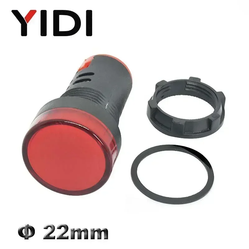 AD16-22 22mm Plastic Indicator Light 12V 24V 220V LED Pilot Lamp Red Green Blue White Yellow LED Signal Light Lamp