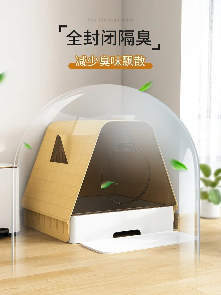 Caja de arena para gatos de gran tamaño, sistema de cajón protector contra salpicaduras, Control de olores, Arenero Autolimpieza Л®ток Для │еккры© Rascador Para Gato