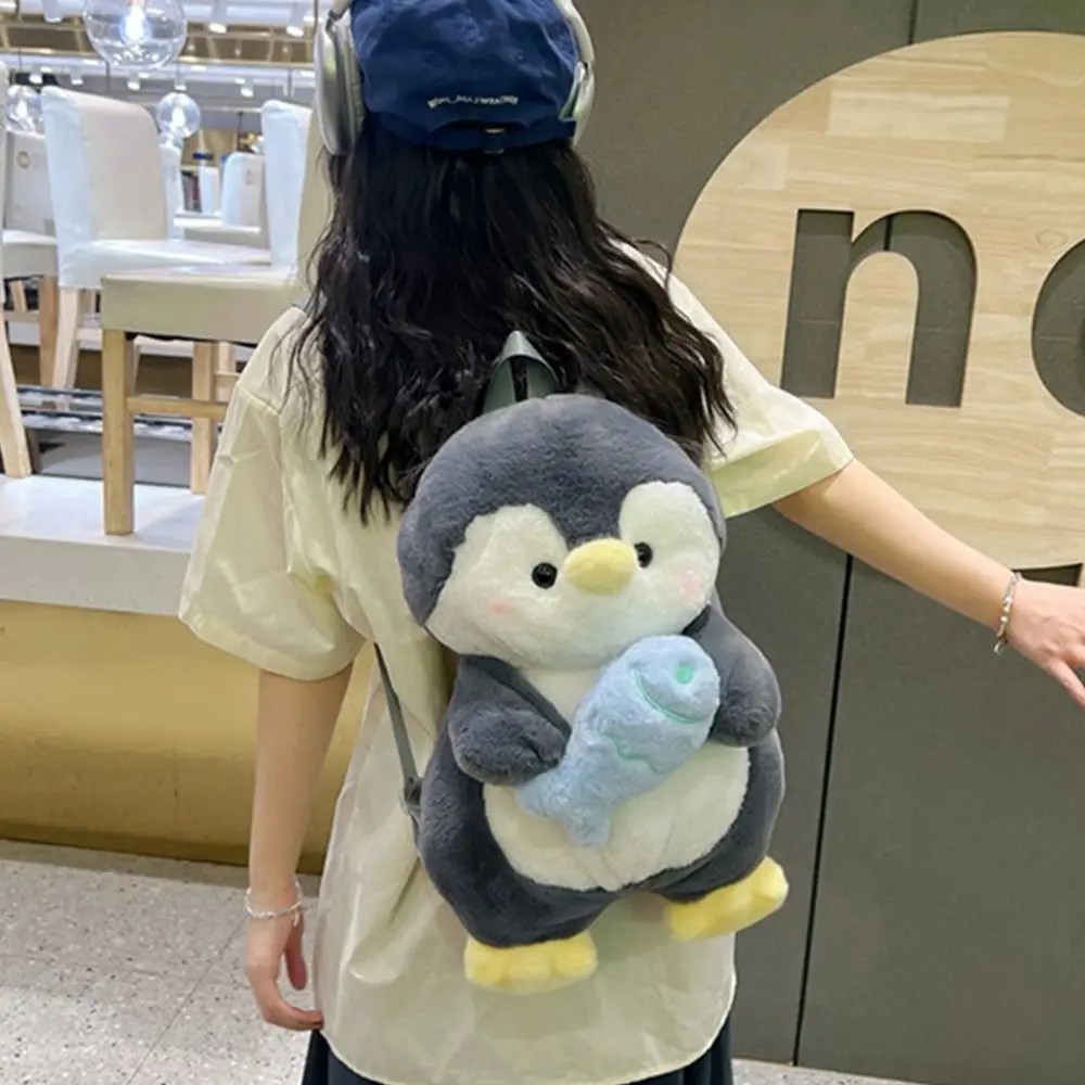 Soft Plush Toy Penguin Backpack Doll Large Capacity Children School Bag JK Lolita Plush Animal Shoulder Bag Lady