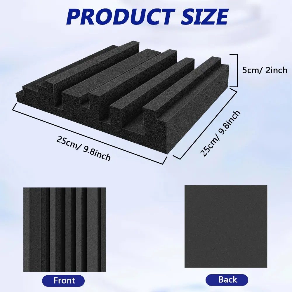 24Pcs 25x25x5cm Studio Acoustic Foam Broadband Sound Absorbing Noise Insulation Sound Proofing Treatment Panels 12Black 12Red