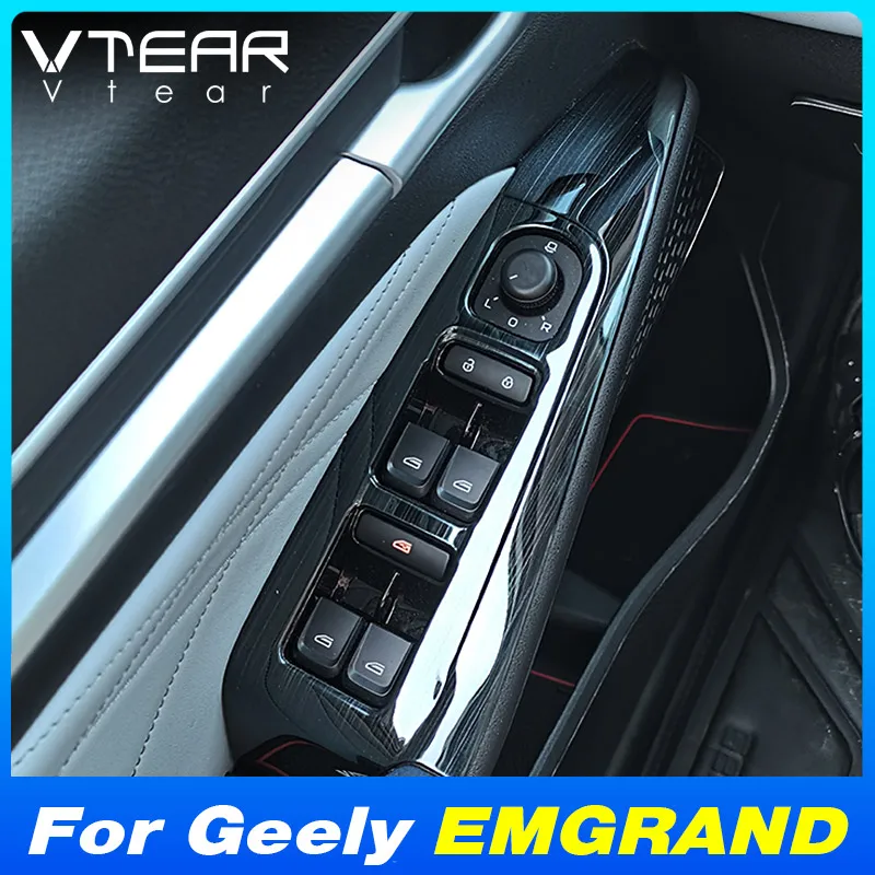 

Vtear Car Window Button Switch Cover Decoration Interior Glass Adjust Panel Accessories Door Armrest Parts For Geely EMGRAND