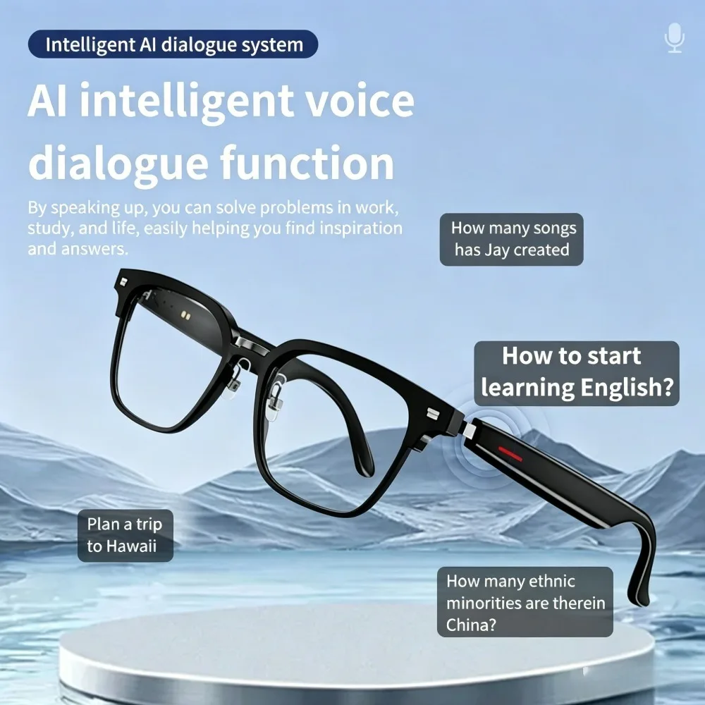 E13 AI Translator Smart Glasses 33g Anti-light Bluetooth Glasses Stereo Sound Transparent for Girls Music Handfree HD Call Gamer