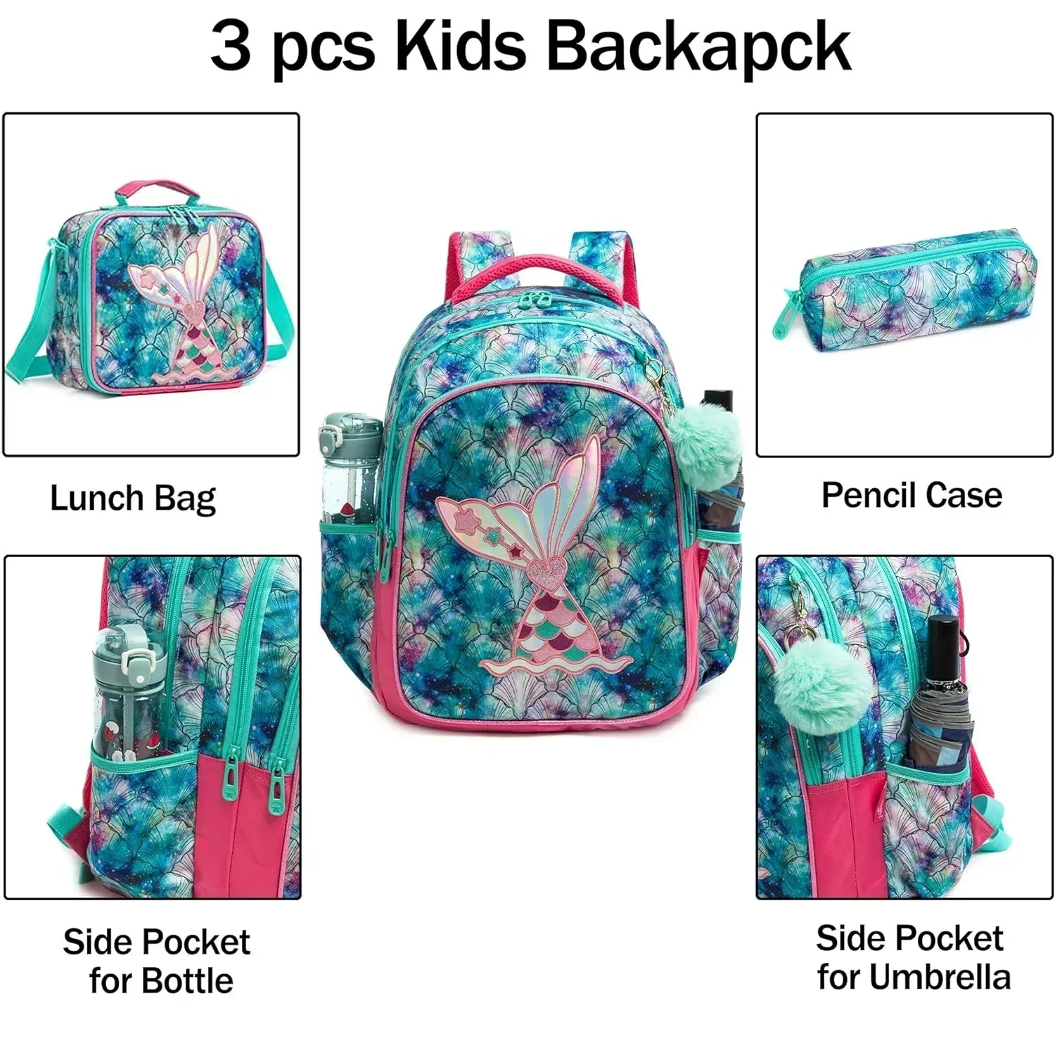 Bag Backpack for School Primary Girls School Bags Waterproof Book Bags Children School Bags with Lunch Bag Pencil Case