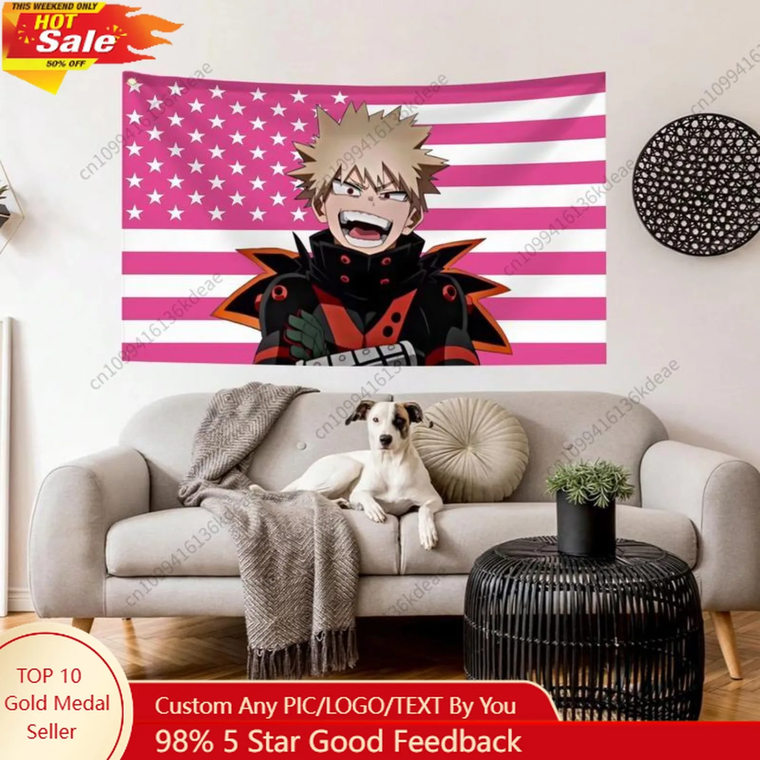 

2026 Design Funny Tapestry Home Decor Items Bakugo Katsuki Flags Bedrooms Room Outdoor Decor Banner Gifts Custom Decoration