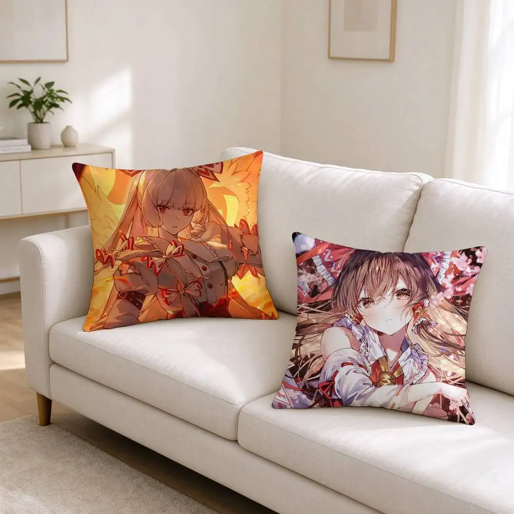T-Touhou Project Indie Game  Square Double-Sided printed Pillow Case Bedroom Bedside Pillow Sofa Cushion Cover