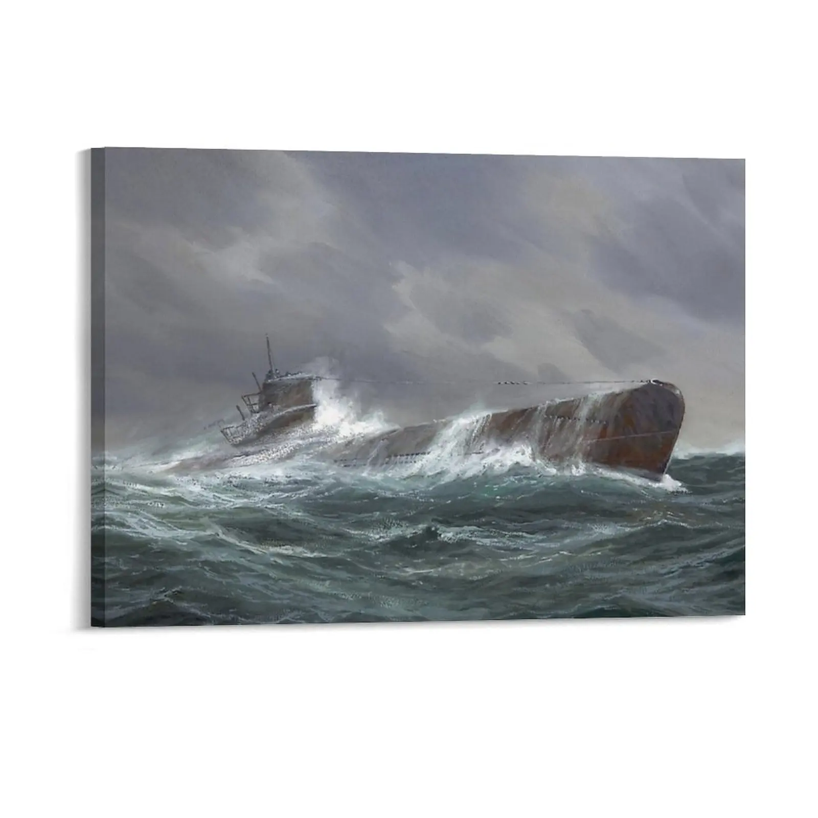 U Boat War 1915 Canvas Painting Vintage Plates Pub Garage Club Party U Boat Framed Wall Painting