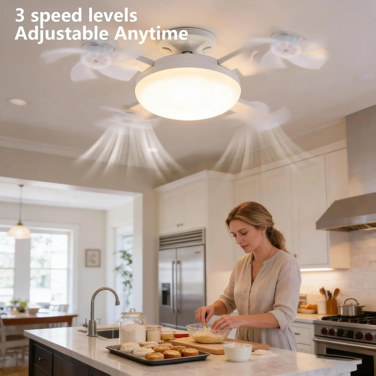 4 Heads Drone Design Ceiling Fan Light 2-in-1 E27 Fan Light with Remote Control AC85-265V Fan Lighting Bulb for Home Restaurant view 2