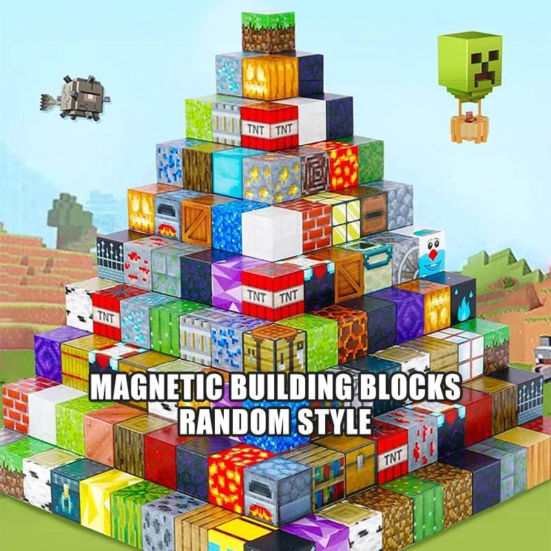 Magnetic Building Blocks Toys Build Mine Magnet World Set for Boy Girl DIY STEM Montessori Sensory Cubes Toddlers Education Gift