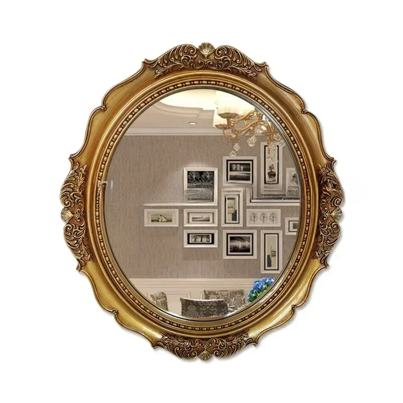 

Golden Bathroom Mirror Vintage Antique Oval Makeup Bathroom Mirror Aesthetic Toilet Espejo Cuerpo Entero Home Improvement CC50BM