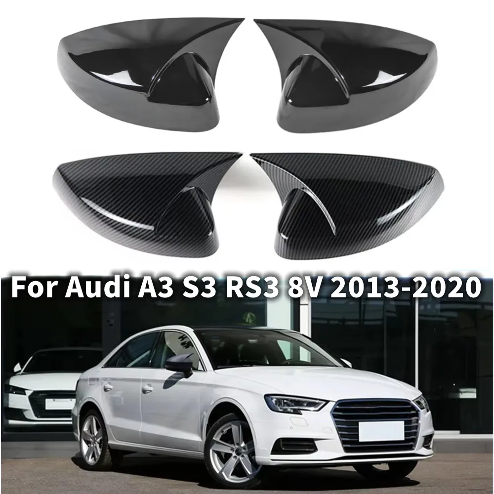

2PCS For Audi A3 S3 RS3 8V 2013-2020 Rearview Side Mirror Cover Wing Cap Exterior Door Rear View Trim Car Decoration Accessories