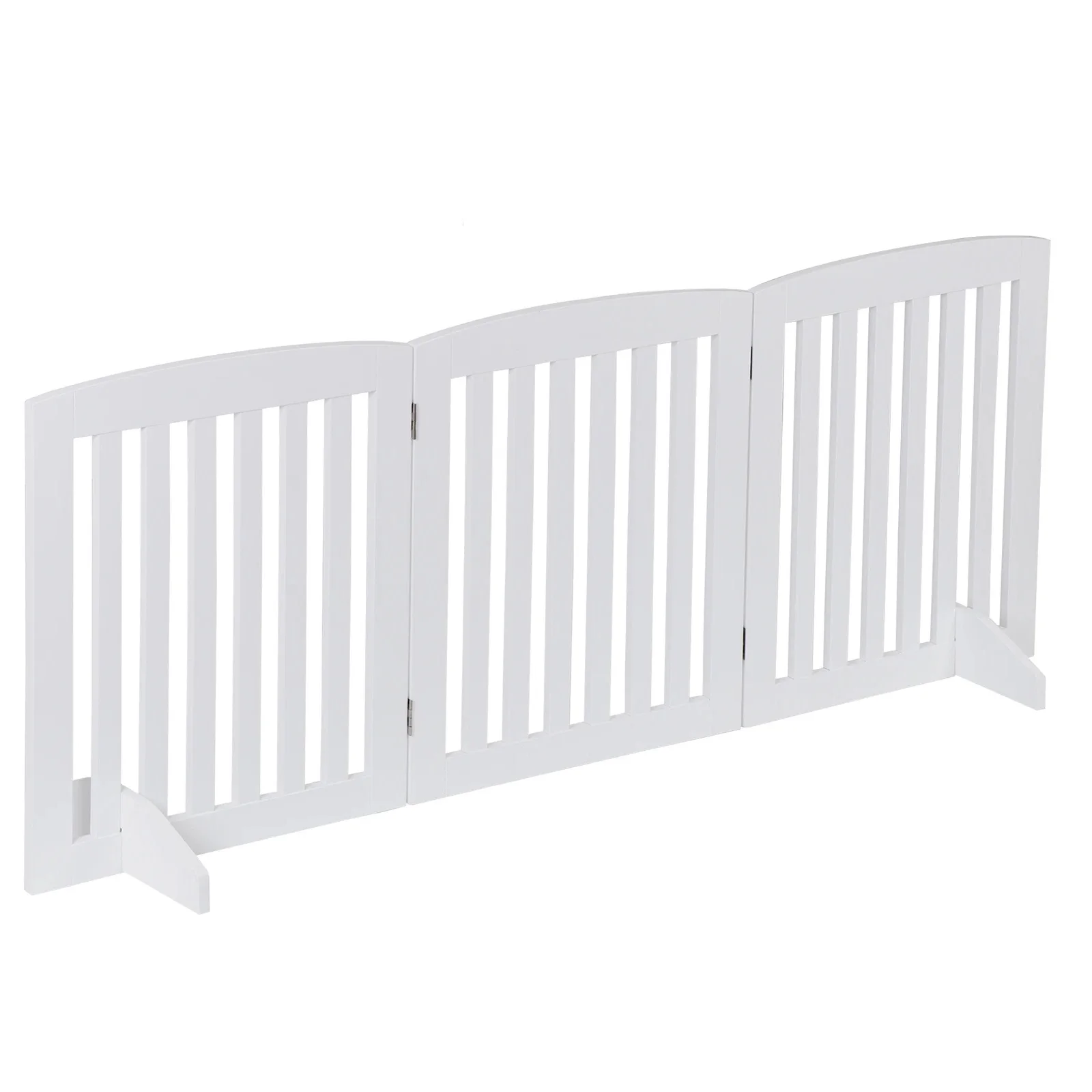 24''H Freestanding Pet Gate Step Over Dog Gate Wood Dog Cat Fence Indoor Use