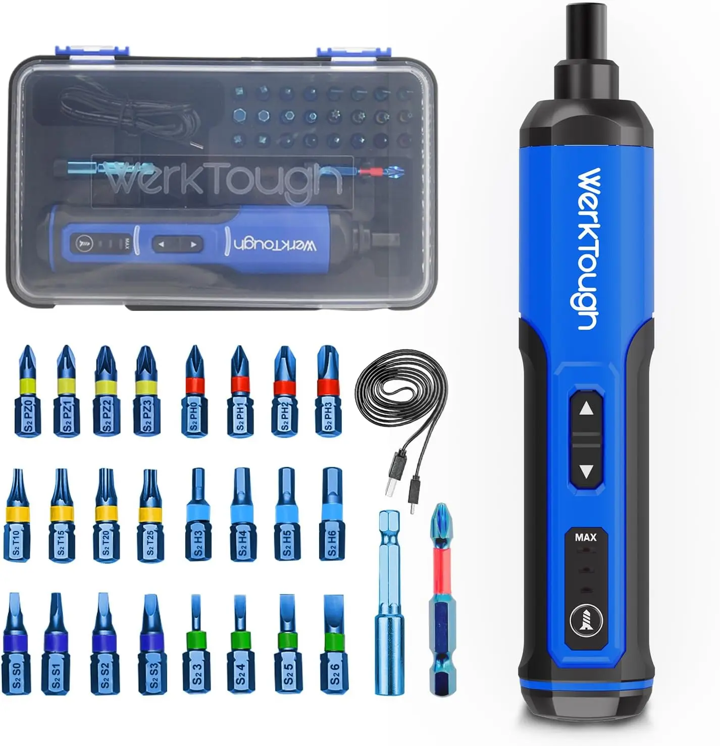 

4V Mini Cordless Screwdriver with 3-Gear Torque 5Nm, 25-Piece S2 Bits, LED Light, USB Charging, Home Repair Tool