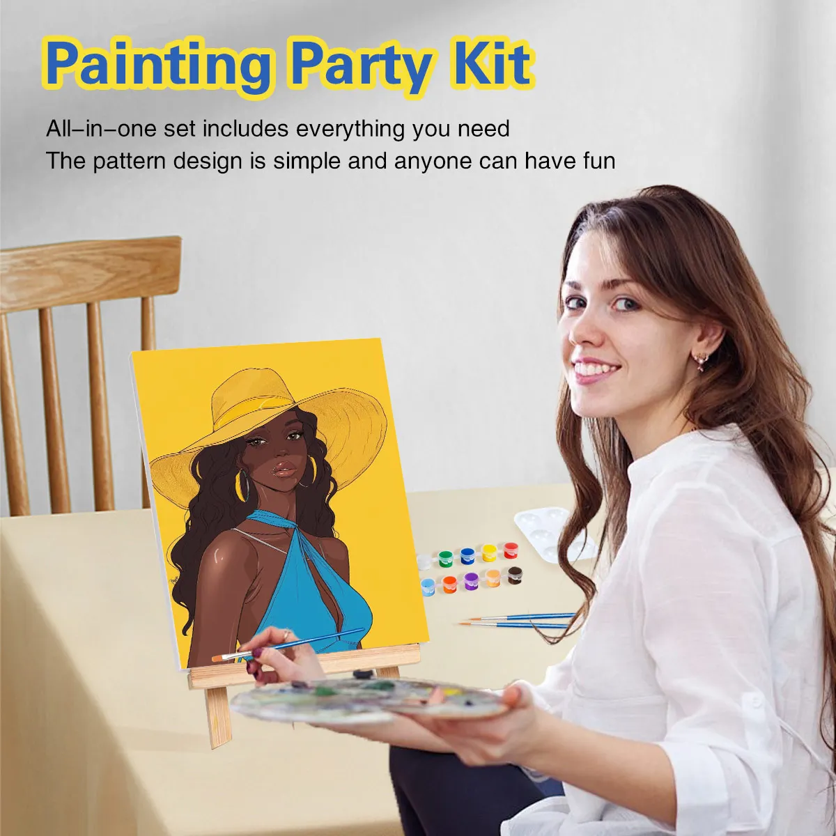 GATYZTORY 2pcs Framed Couples Paint Party Kits Pre Drawn Canvas For Paint And Sip Date Night Games For Couples Painting Kit