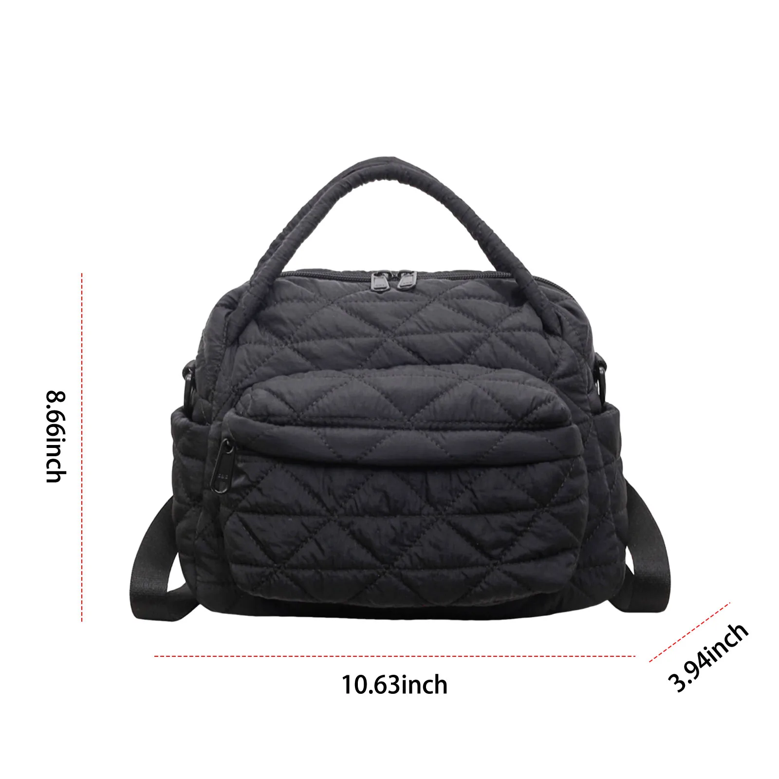 

Women Nylon Quilted Shoulder Bag with Adjustable Strap Crossbody Bags for Work Shopping Travel Daily
