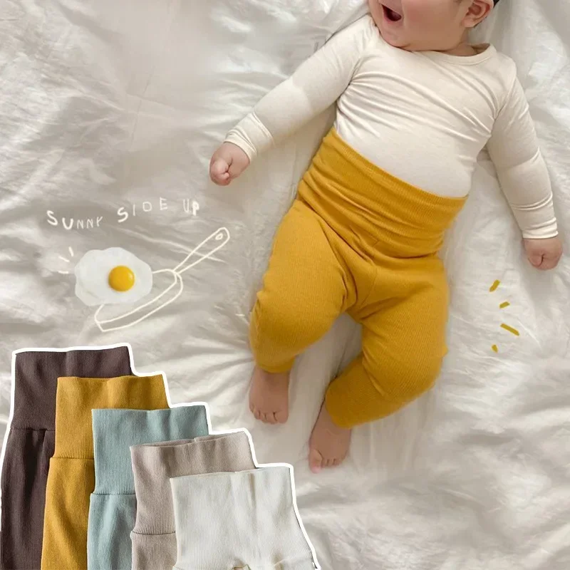 Baby Pants 2026 Winter Spring Ins High Waist Belly Pants Infant Cotton Leggings Plus Velvet 2 Style Thick Pants