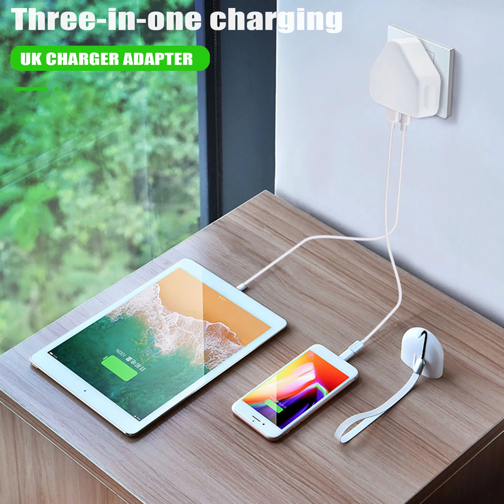 Efficient Universal USB UK Plug 3 Pin Wall Charger Adapter(2 port)