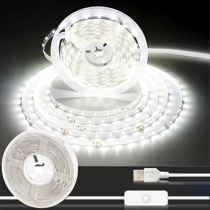 Usb-Powered LED Strip Lights - Warm White/White, with a Switch, Easy to Install, Suitable for TV Backlighting And Home Deco