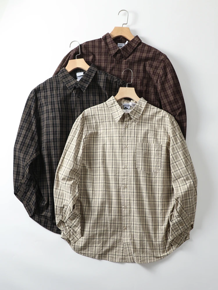 

American Retro Plaid Long Sve Casual Collar Men's irt Loose Fit Autumn New Sle Versatile Comfortable Breathable Cotton