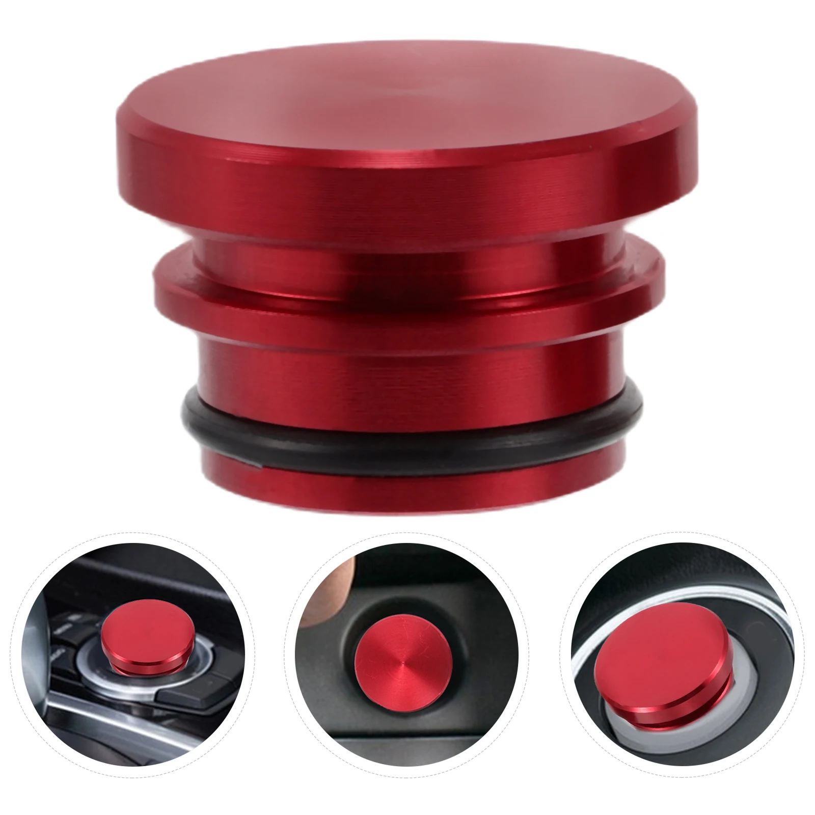 

2pcs Red Metal Car Cigarette Lighter Plug Dustproof Waterproof Cap Universal Fit Replacement Stock Socket Interior Dash Button