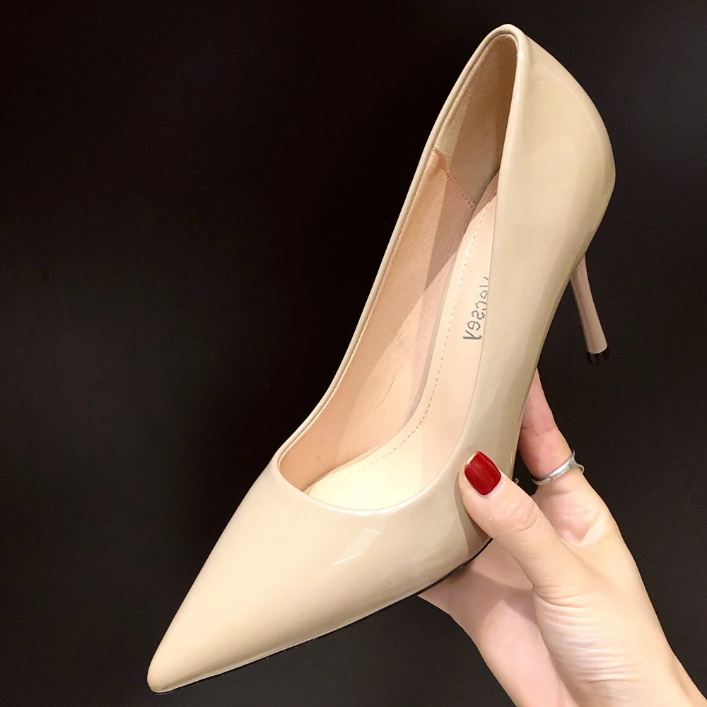 Ladies High Heels Pointed Toe Concise Pumps Sexy Elegant Career Work Professional Shoes Classic Basic Big Size Women Shoes B011