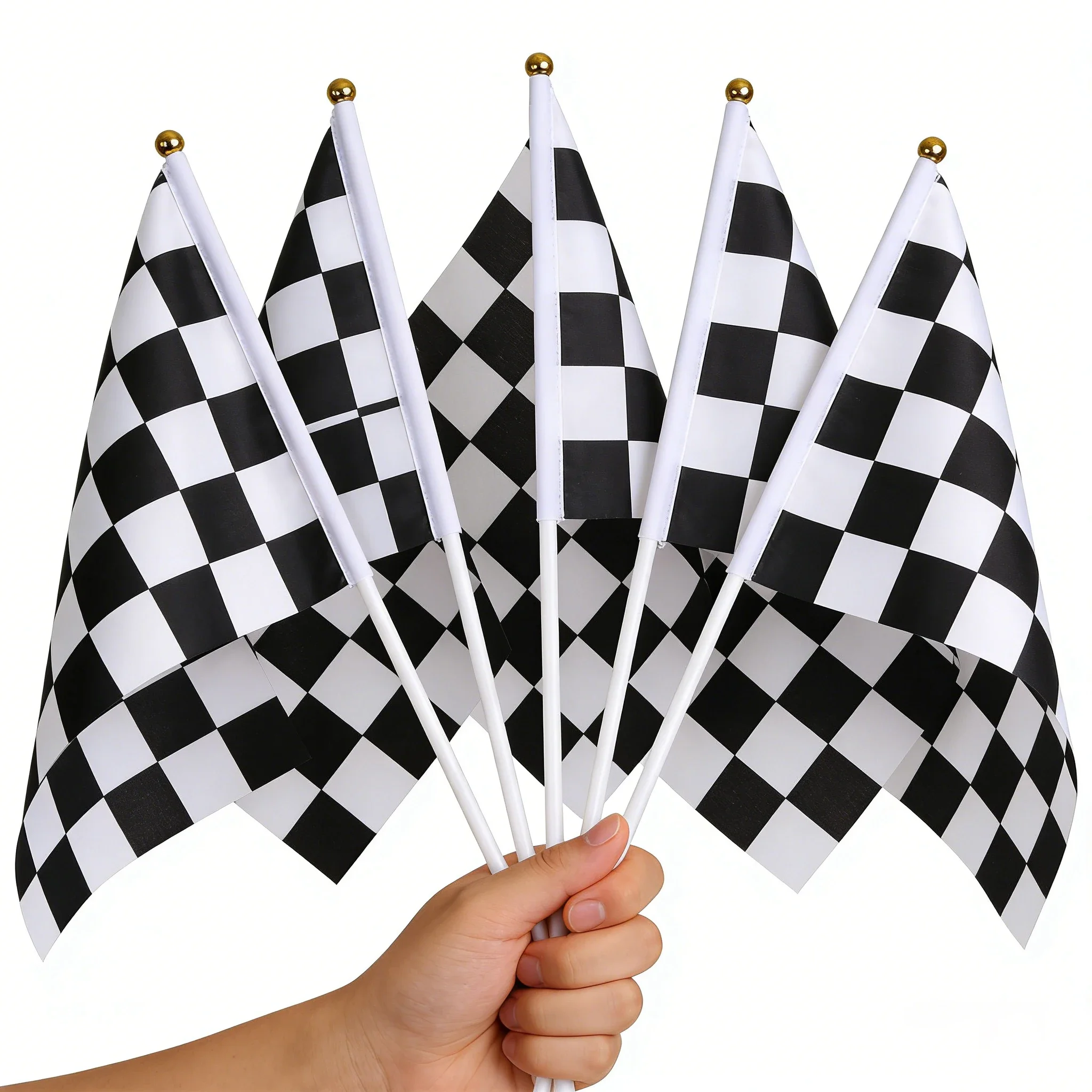 14x21cm Polyester F1 Racing Hand Flag Checkered Flag Black And White Square Hand Flag Racer Waving Flag Racing Flags