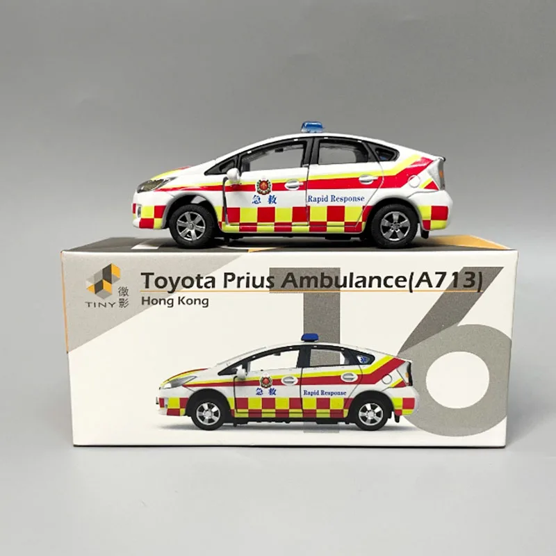 Hong Kong TINY 1:64 Prius AM6500/AM6583 Police A713 Ambulance Alloy Car Model Doors Can Be Opened Holiday Gifts Toys