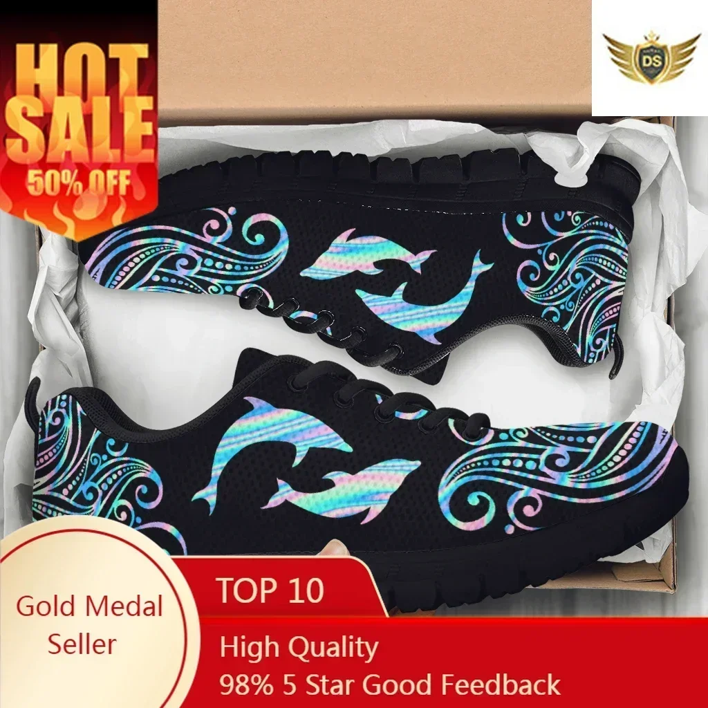 

Gradient Ombre Dolphin Print Comfort Mesh Shoes Women's Comfortable Animal Needs Custom Shoes Platform Sneakers Gift