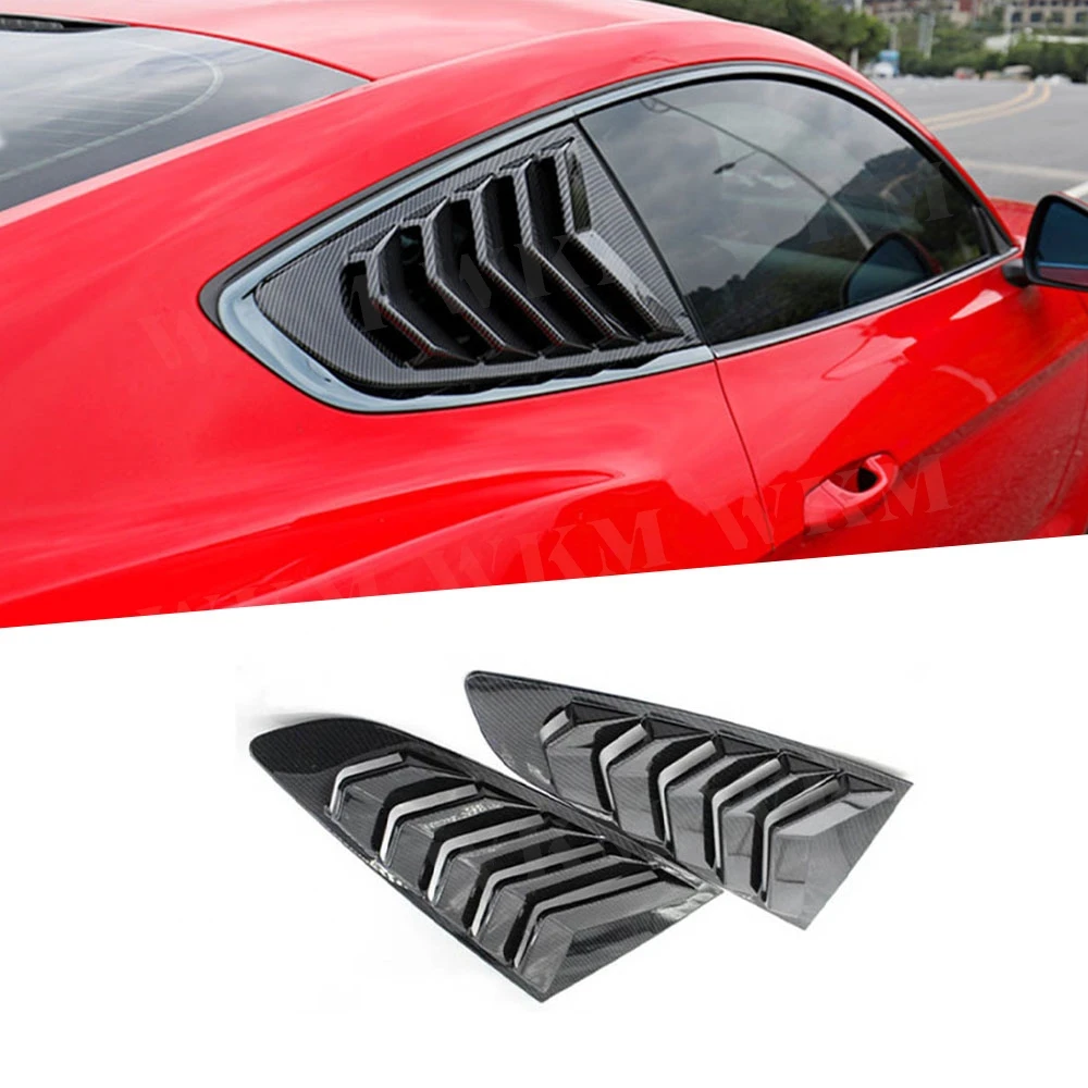 

For Ford Mustang 2015-2020 Car Rear Louver Window Side Shutter Cover Trim Sticker Vent Scoop ABS Carbon Fiber Black Accessories