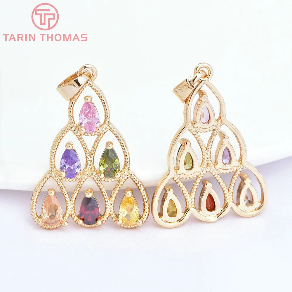 (6893) 4PCS 24K Gold Farbe Messing mit Glas Mehrere Stile Charms Anhänger Hohe Qualität DIY Schmuck, Die Entdeckungen Großhandel