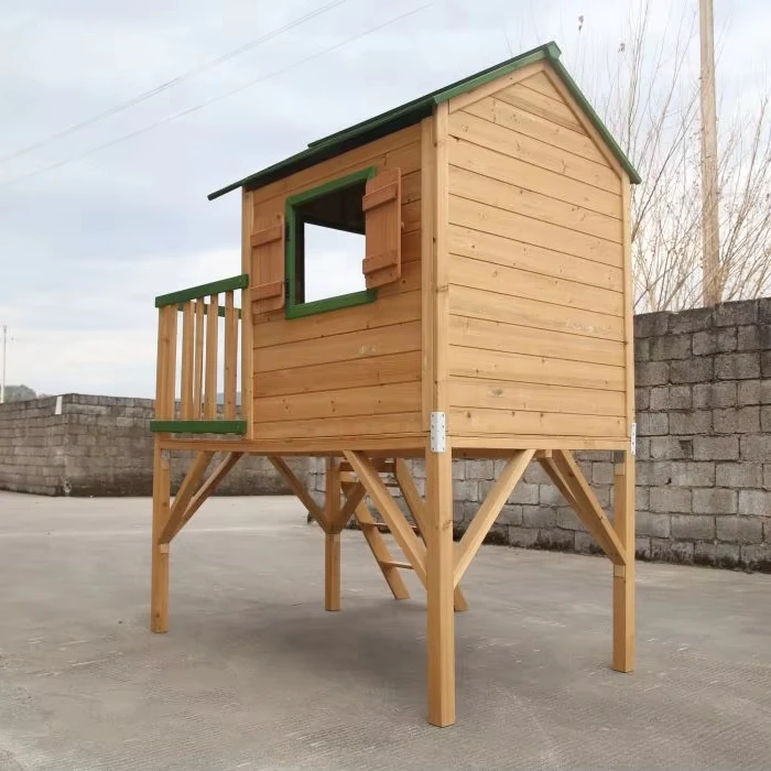 Luxury Playhouse Children Role Playground Wooden Kid Playhouse for Backyard